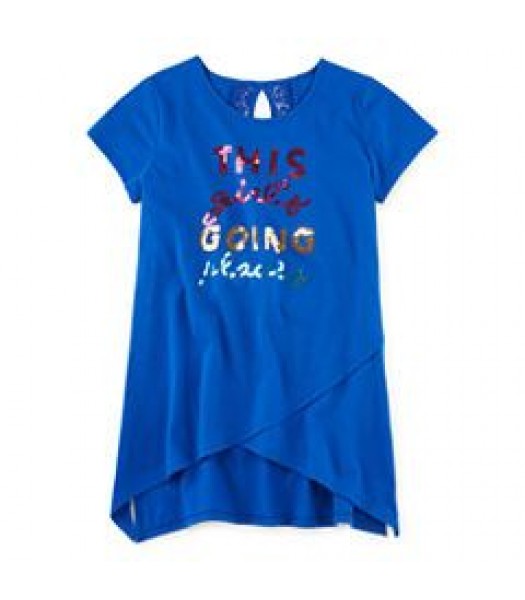 Total Girl Blue This Girl Going Places Sequined Tee 